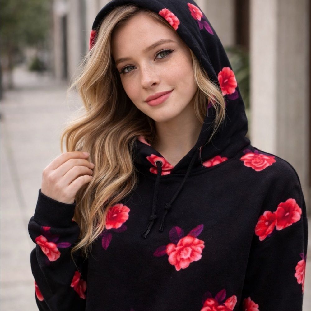 Victorias Secret Cropped Rose Hoodie